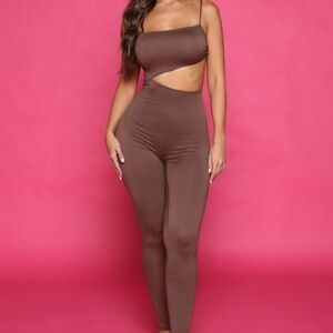 Brown Cutout Jumpsuit